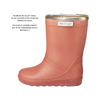 De thermoboots zijn gevoerd met wol aan de binnenzijde. De regenlaarzen zijn van ENFANT en rose glitter van kleur.